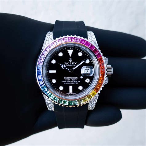 rolex rainbow edition|rolex with rainbow bezel.